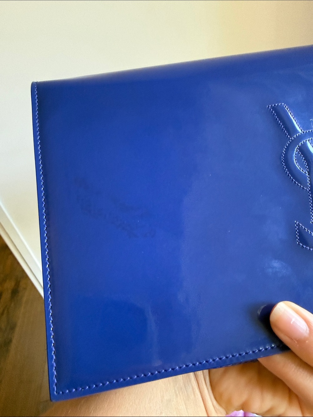 YSL Blue Patent Leather Clutch - Picture 3 of 9